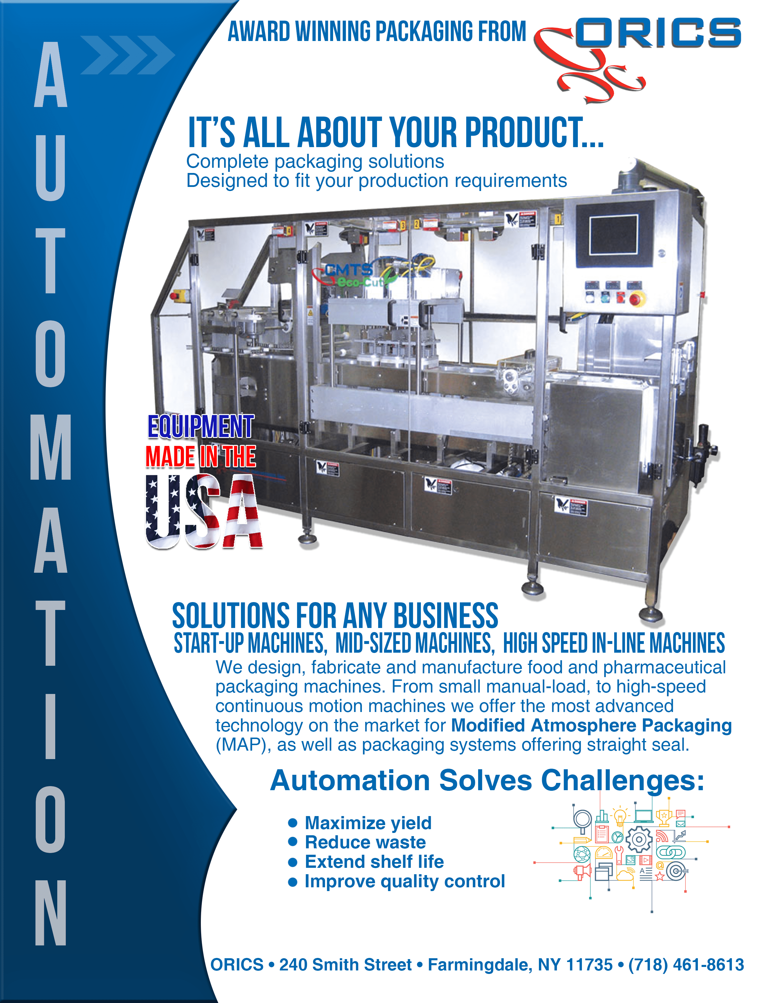 The leader in Modified Atmosphere Packaging machines — ORICS Automated  Filling and Sealing machines